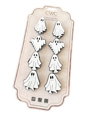 New CWC Cute HALLOWEEN GHOST DESIGN BAG CLIPS Set/8 With Magnetic Back
